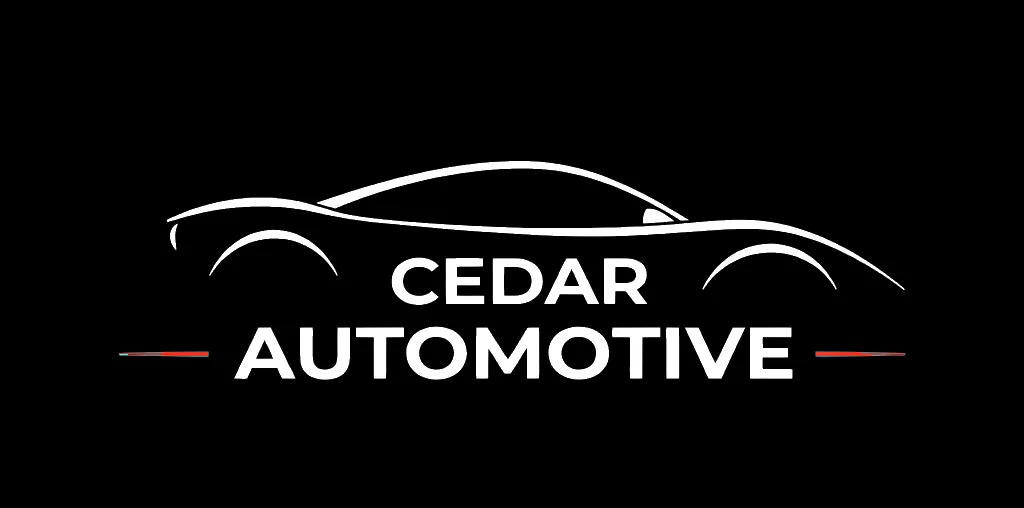 Cedar Automotive logo — sports car silhouette with Cedar Automotive text